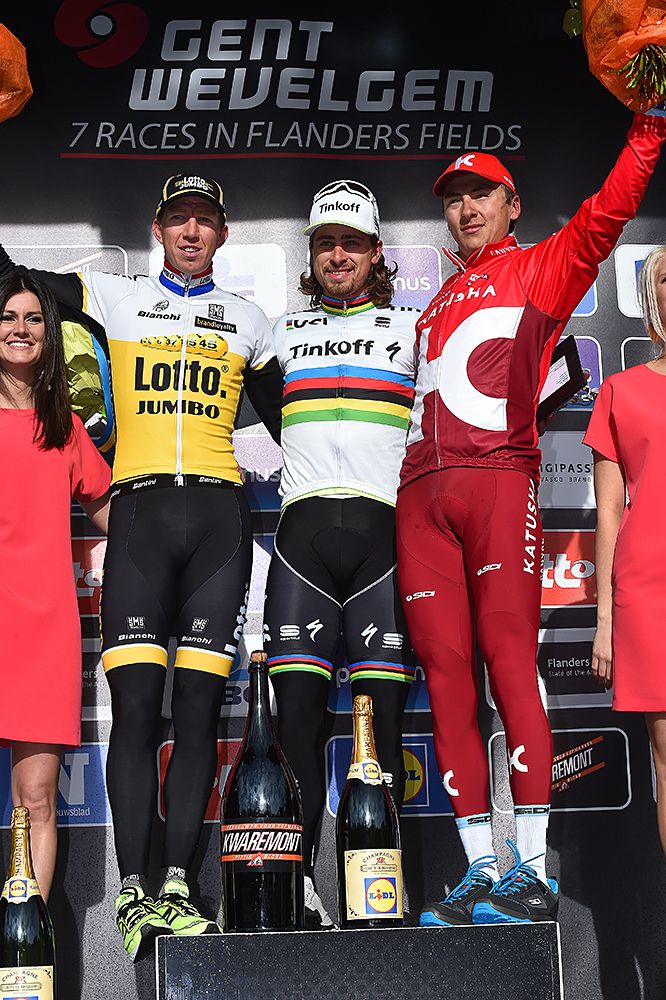 The top three at Gent Wevelgem on the podium
