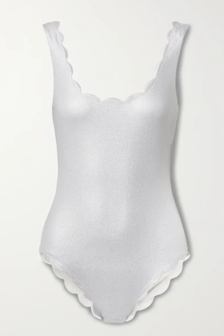 Swim Trends 2024 | Marysia Palm Springs Reversible Scalloped Metallic Seersucker Swimsuit