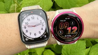 a photo of the Apple Watch 10 and Garmin Forerunner 570