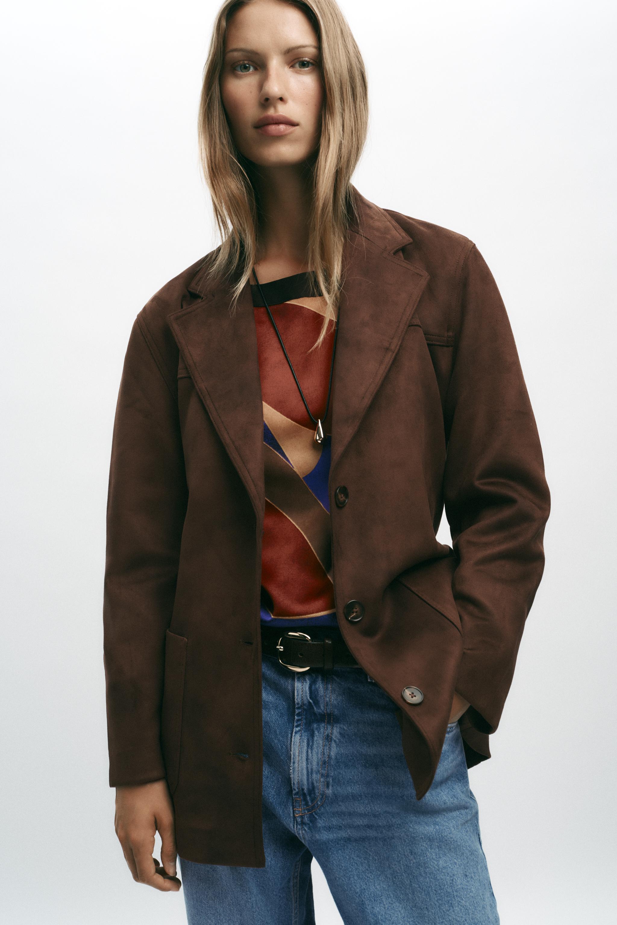 Belted Faux Suede Jacket