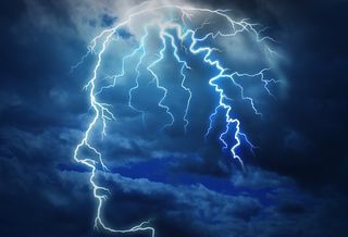 An artist's image shows a stormy human mind.