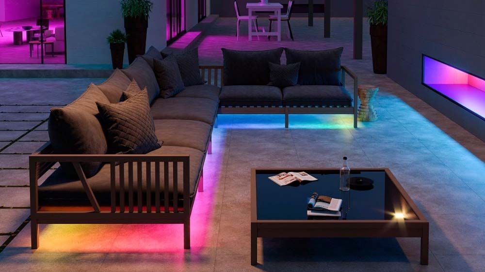 Govee Outdoor LED Smart Strip Light in back yard.