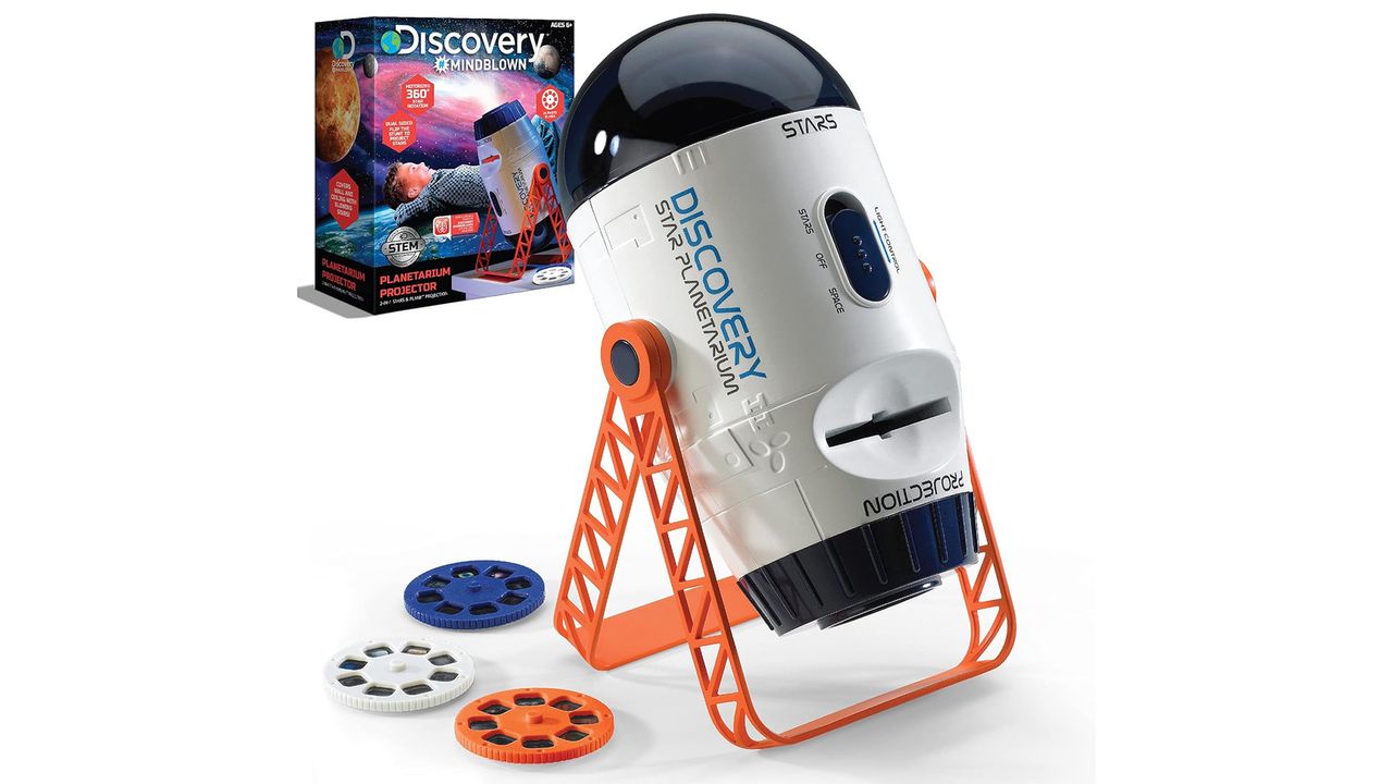 Discovery #Mindblown Planetarium Space Projector on a white background