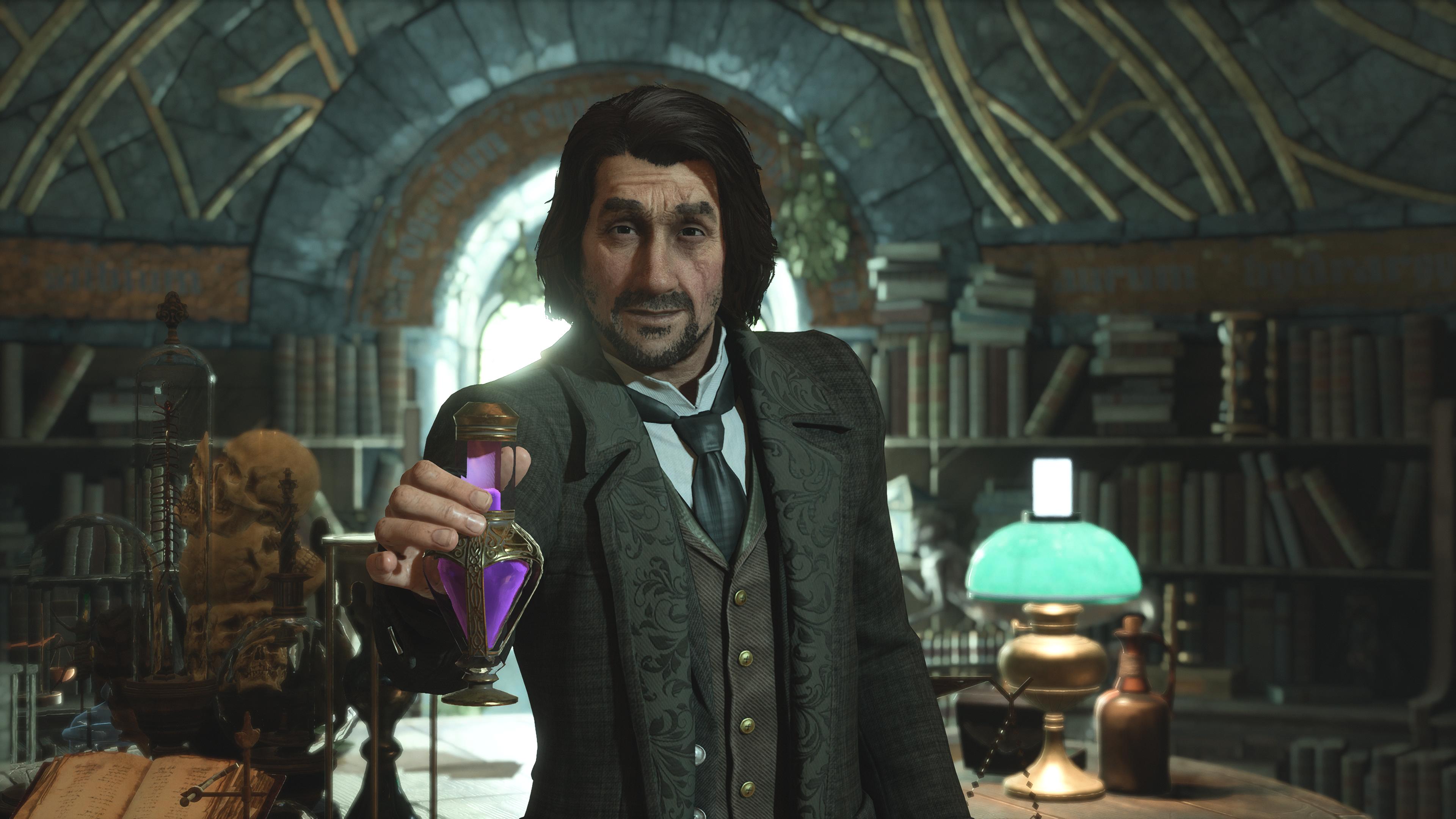 Hogwarts Legacy best talents - potions professor holding a potion