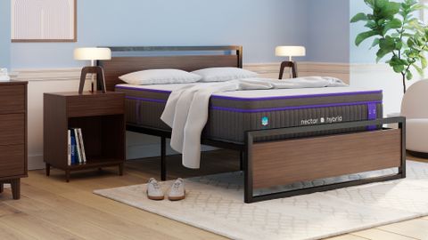 Nectar Premier Hybrid Mattress shown in bedroom