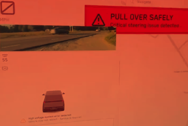 The error message on the Tesla Cybertruck