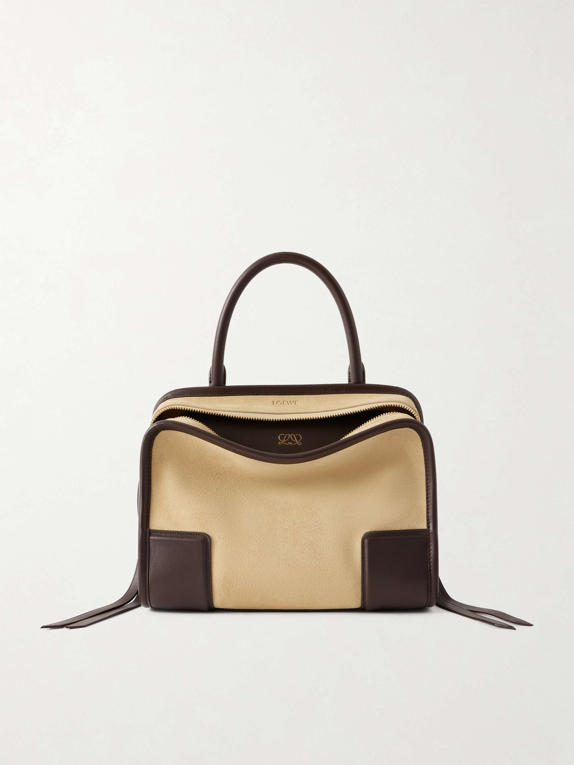 Amazona 180 Small Leather-Trimmed Suede Shoulder Bag