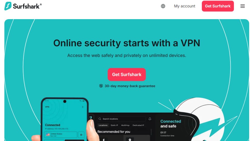 Website screenshot of Surfshark (August, 2025)