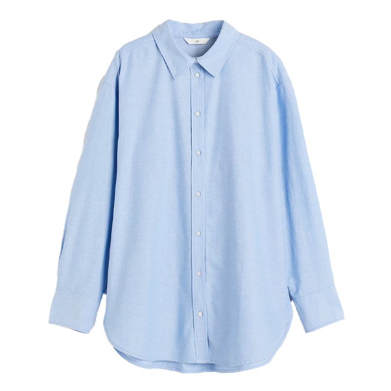 cutout image of a blue oxford shirt