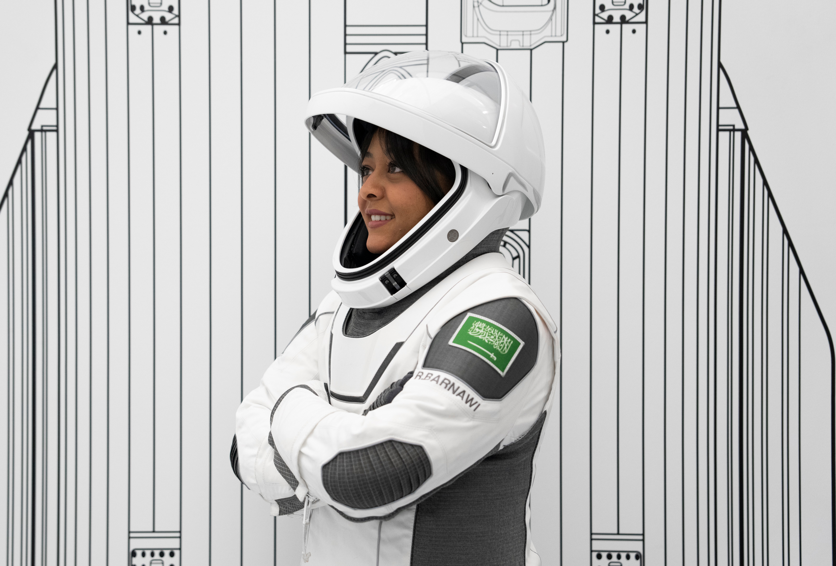 Rhianna Barnavi in ​​a space suit