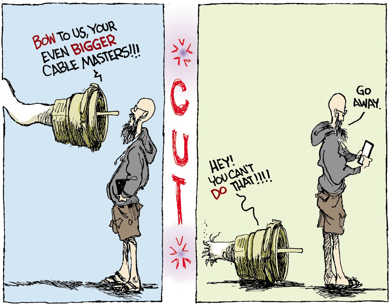 Editorial cartoon U.S. Cable Mergers