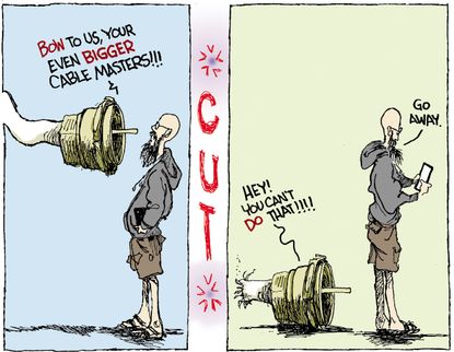 Editorial cartoon U.S. Cable Mergers