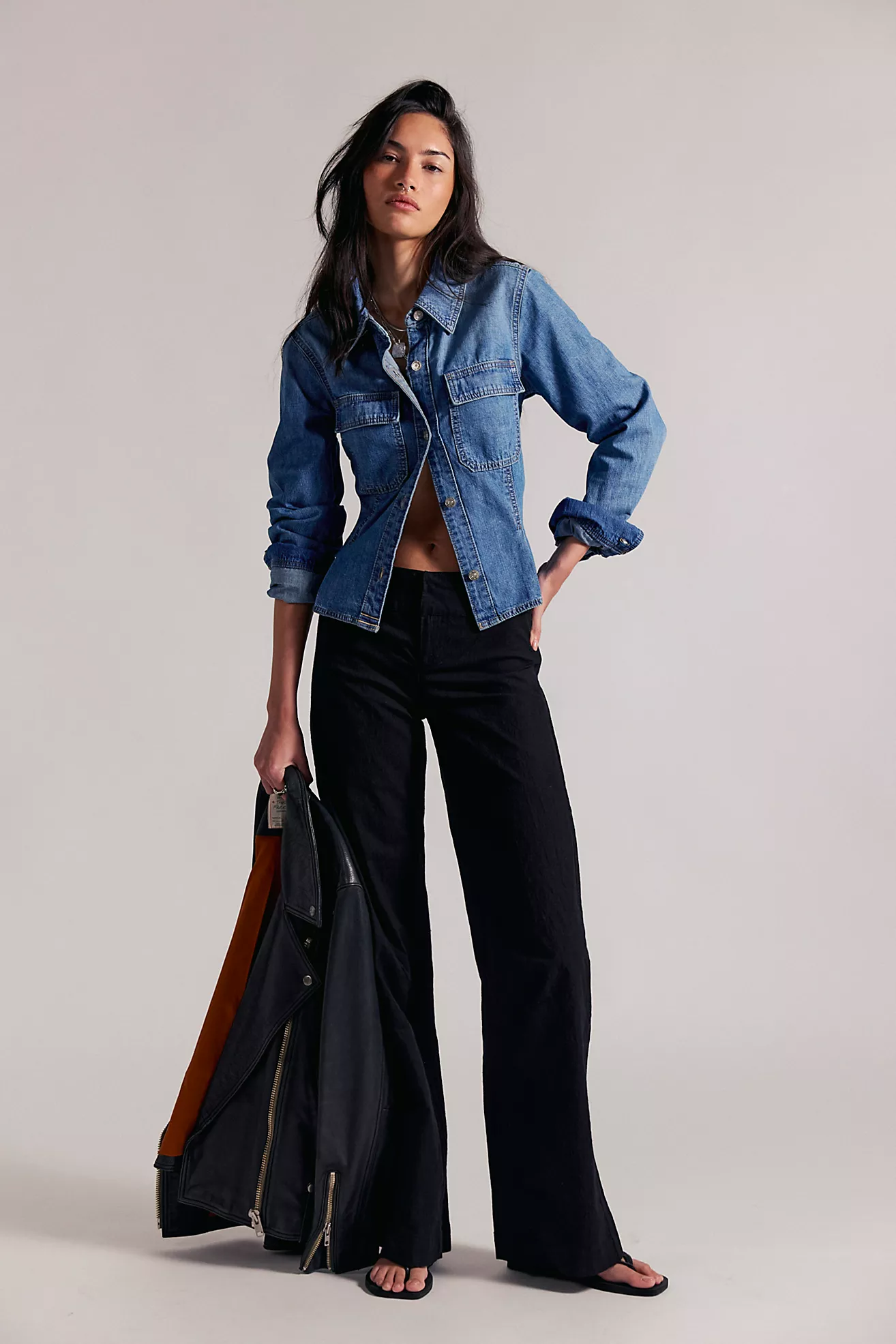 Time Flies Low-Rise Clean Solid Trousers
