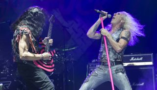 Eddie Ojeda (left) and Dee Snider of Twisted Sister perform at the Bloodstock Festival at Catton Park on August 12, 2016 in Burton upon Trent, England