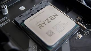 AMD Ryzen 7 5800X sitting in a motherboard