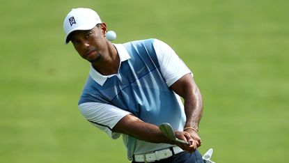 Tiger Woods practises at Valhalla ahead of the 2014 US PGA