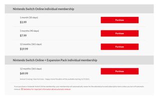 Nintendo Switch Online Individual Membership Plans