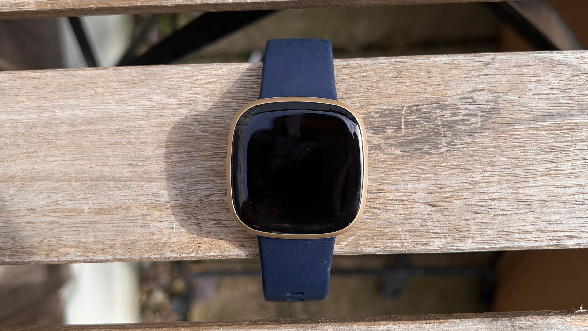 Image of Fitbit Versa 3 outdoors during testing
