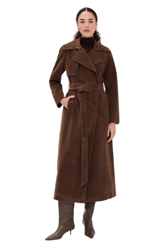 Avec Les Filles, Faux Suede Maxi Trench Coat