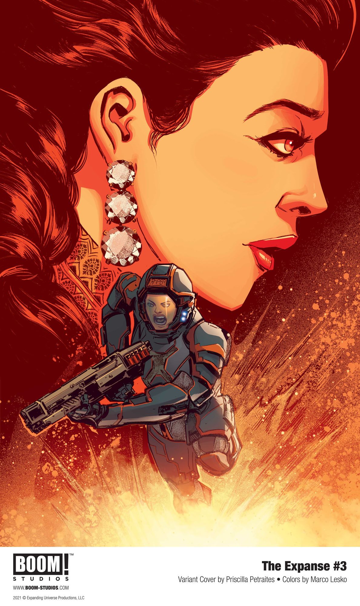 Avasarala and Bobbie face dire threats in "The Expanse" issue three of Boom! Studios' comic book miniseries.