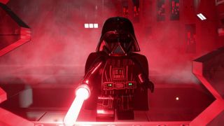Darth Vader walks with his lightsaber out