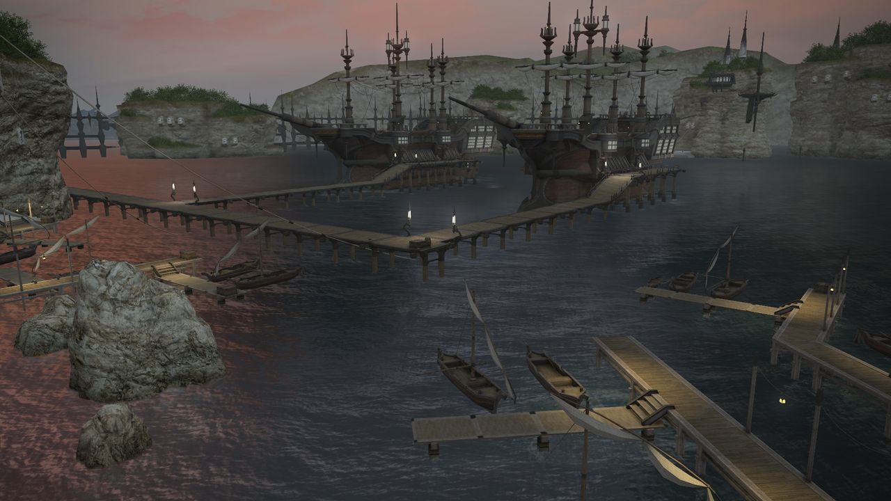 Several images displaying the impact of Final Fantasy 14: Dawntrail's graphics update on older zones.