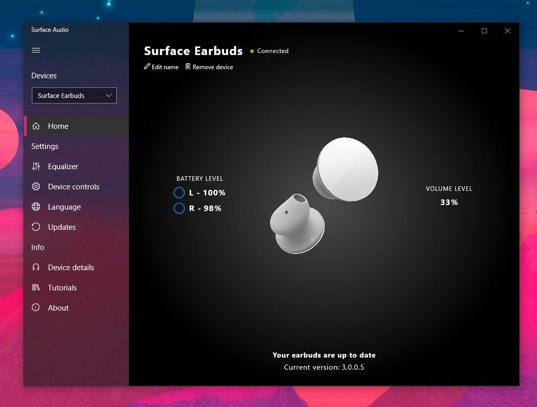Surface Audio Earbuds App Windows