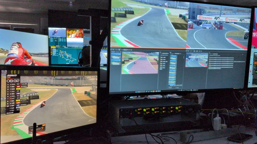 A sports broadcast control room. 