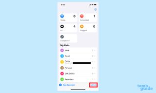 create a new list in reminders by tapping add list