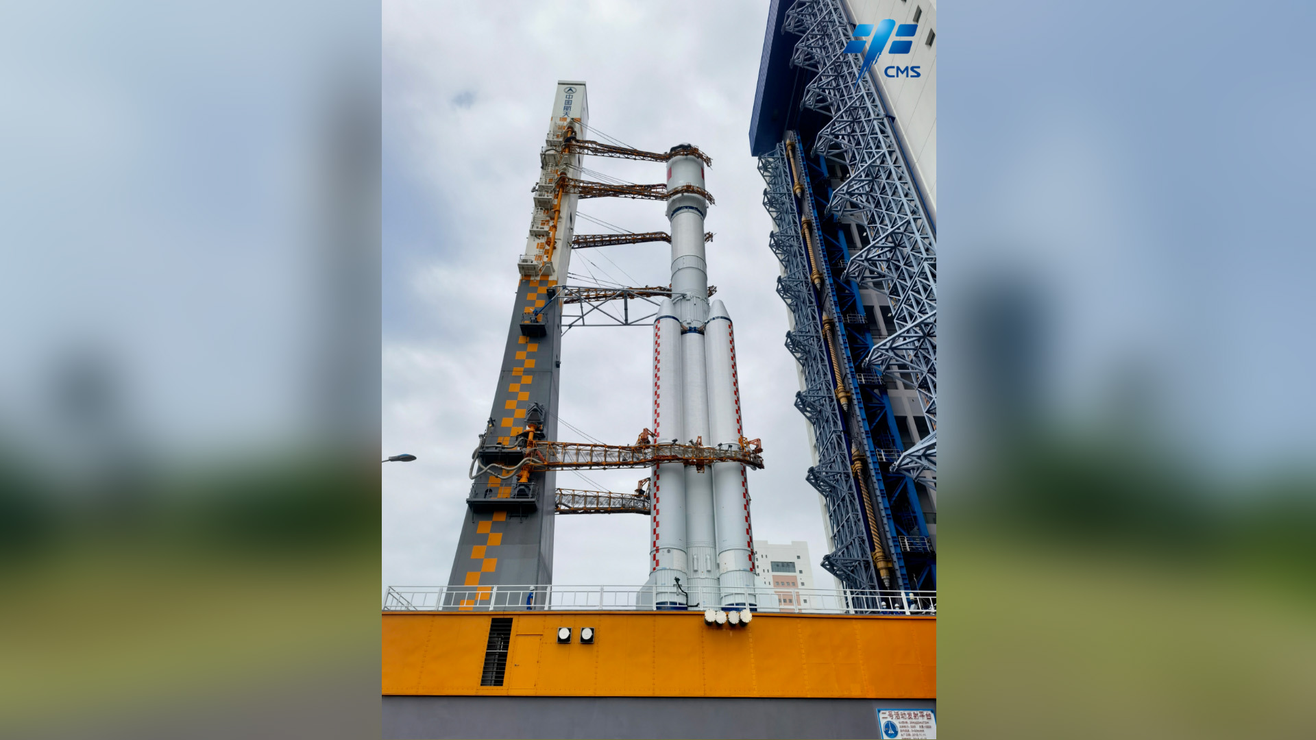 A Chinese Long March 7 rocket carrying the Tianzhou 4 cargo ship rolls out to its pad at the Wenchang Space Launch Site on Hainan Island in southern China on May 7, 2022 ahead of a planned launch.