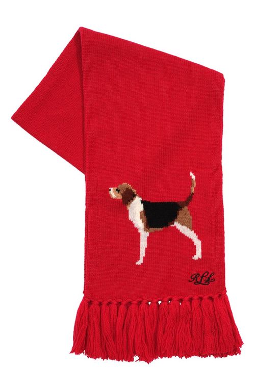 Intarsia Dog Fringe Scarf