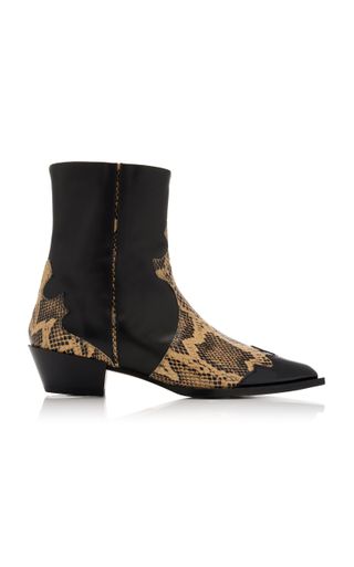 Hester Snake-Print Leather Western Boots