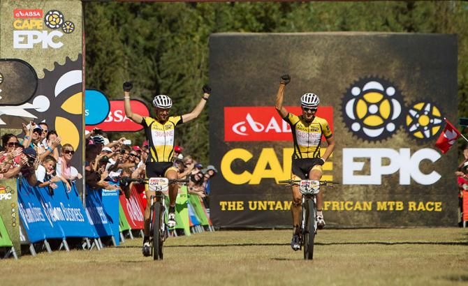 Cape Epic Winners Christoph Sauser and Jaroslav Kulhavy of Burry Stander-Songo