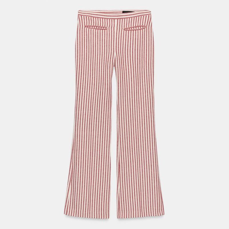 Zara, red and white stripe flared trousers