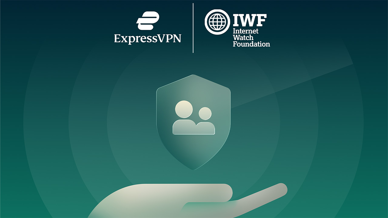 ExpressVPN graphic detailing its partnership with the IWF. The image features both organisations' logos.