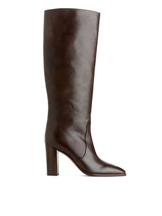 Knee-High Leather Boots - Brown - Arket Gb