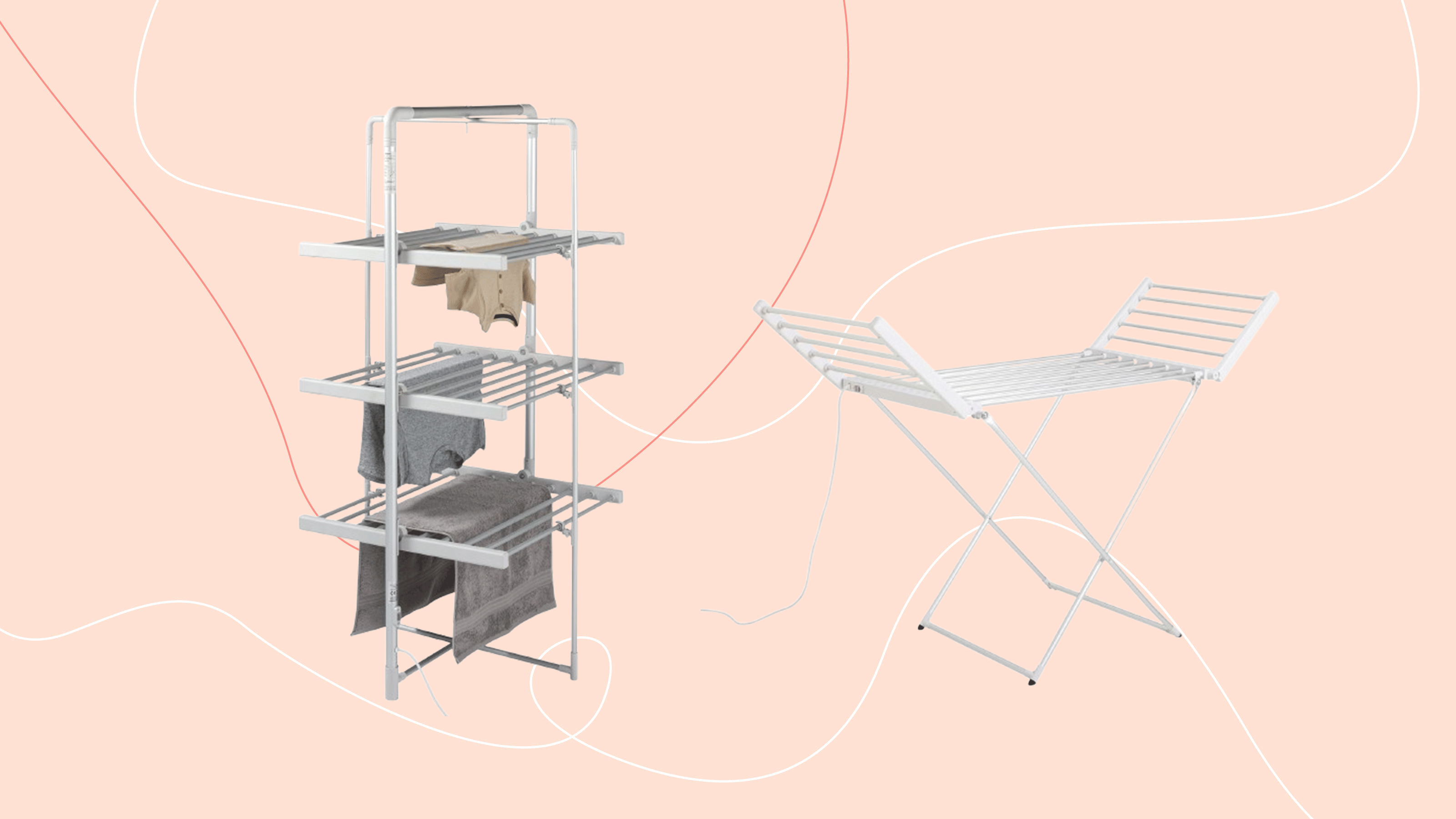 Argos heated airer on pink background
