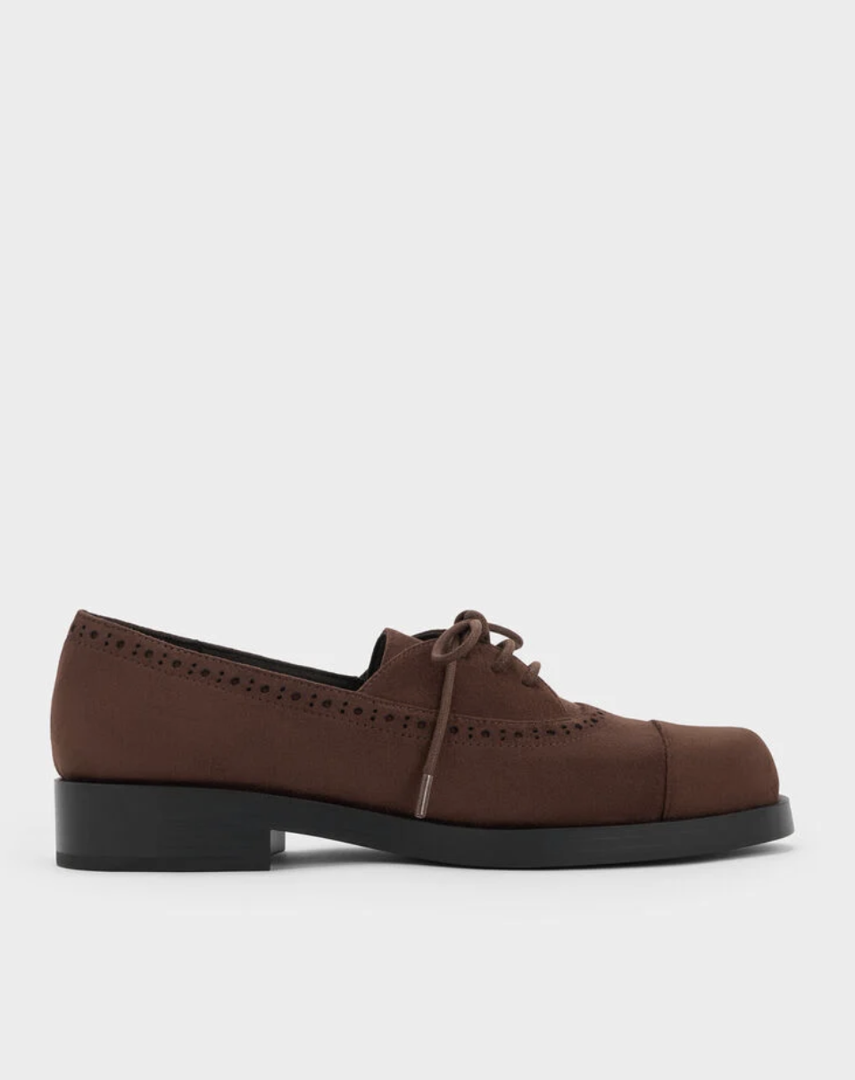 Charles &amp;amp; Keith, Faux Suede Brogue Derbys