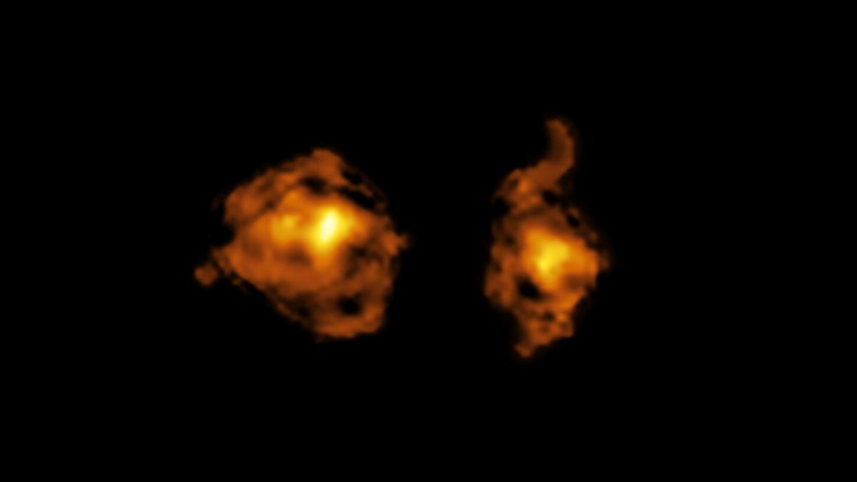 Space photo of the week: Violent galaxies seen 'jousting' near the dawn of time