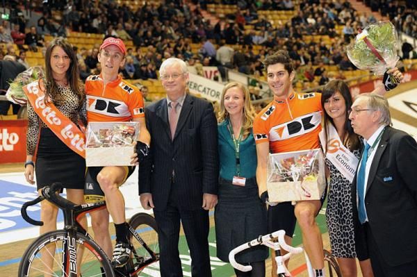 Swiss teammates Alexander Aeschbach and Franco Marvulli