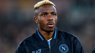 Victor Osimhen of SSC Napoli looks dejected during the Serie A match between AS Roma and SSC Napoli at Stadio Olimpico on December 23, 2023 in Rome, Italy. (Photo by Giuseppe Maffia/NurPhoto via Getty Images)