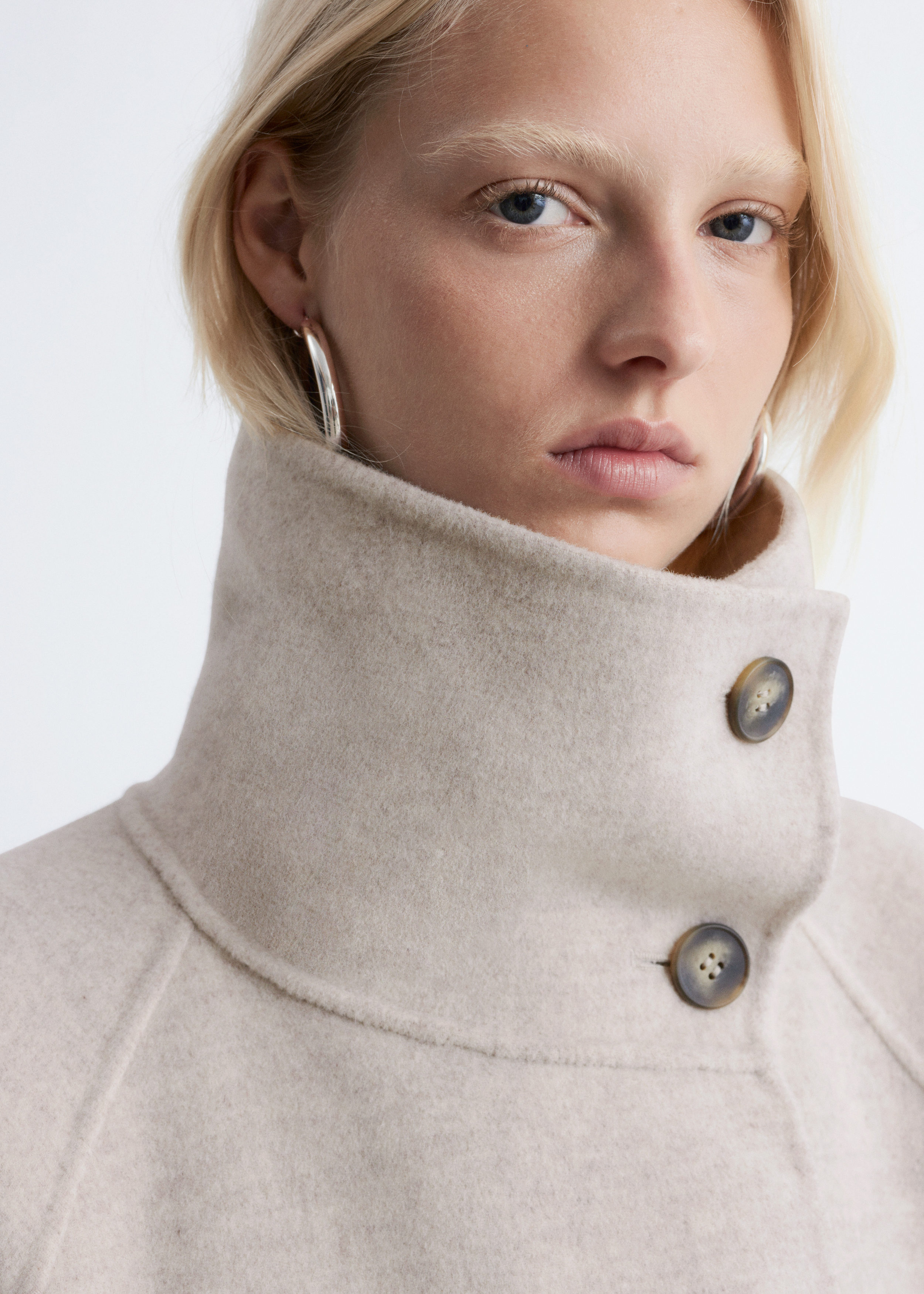 Funnel-Collar Wool Coat