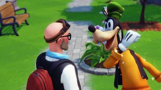 Goofy and a dreamlight valley avatar who doesn't like Goofy