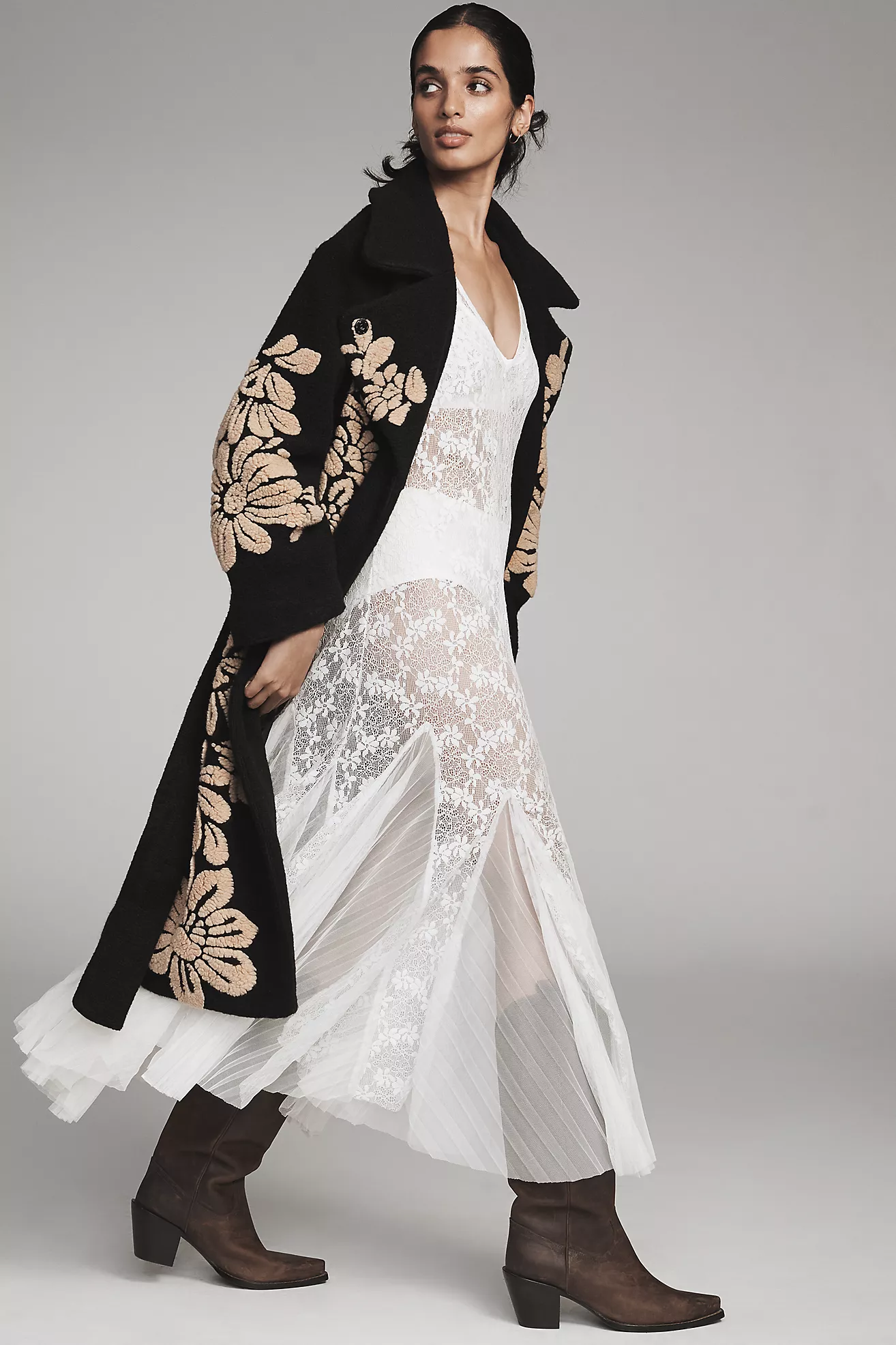 Farm Rio Bold Flowers Wool Blend Coat