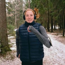 A woman doing exercise in cold weather