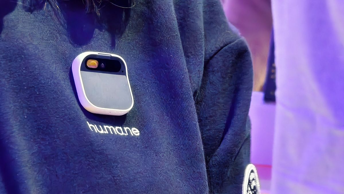 Humane AI Pin attached to a sweatshirt