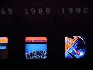 Computer screens as part of Fila at Salone