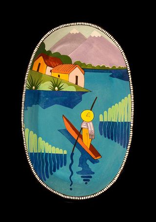 Happy's Curios Oval Water Plate, by Ken Price 