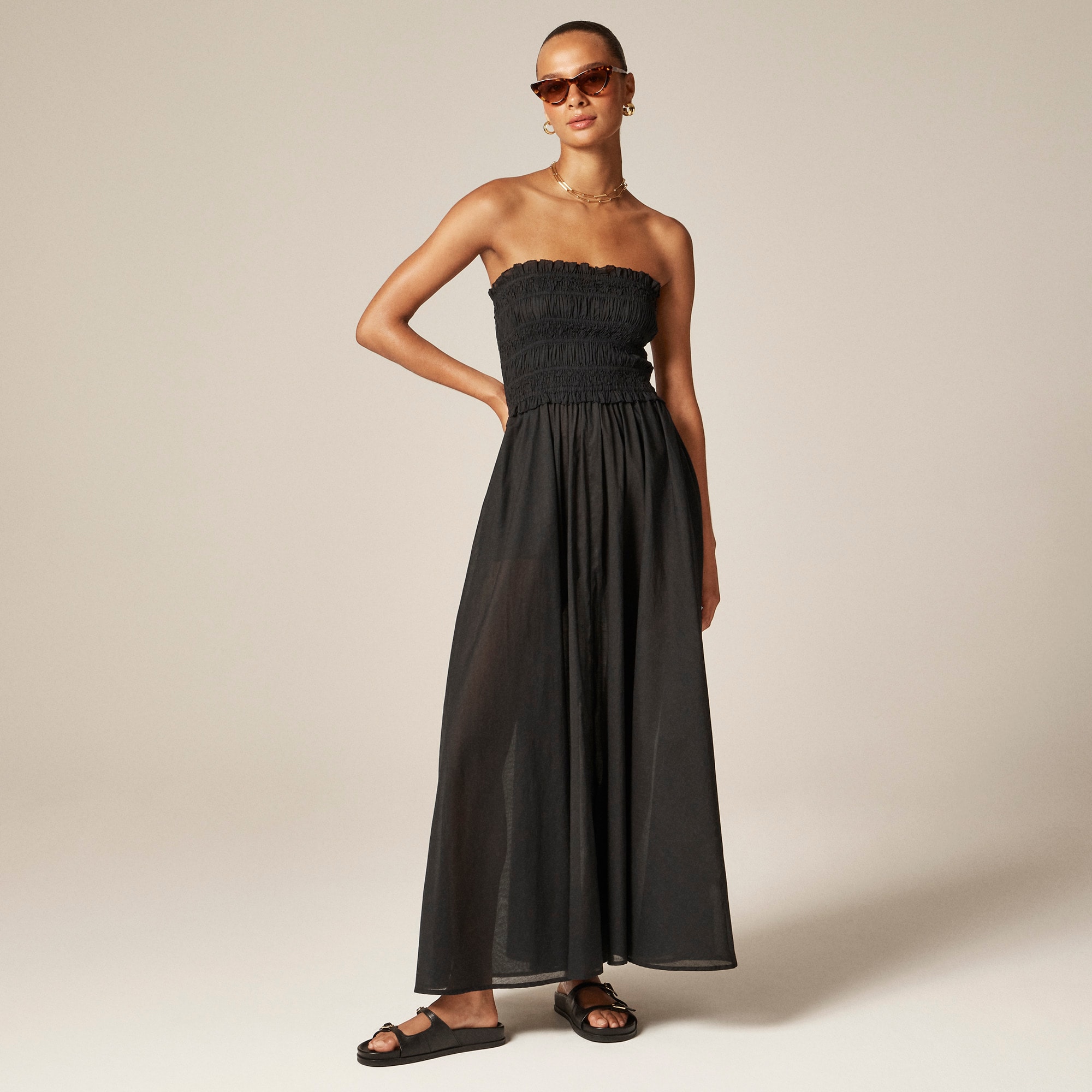 J.Crew, Smocked Maxi Dress in Cotton Voile