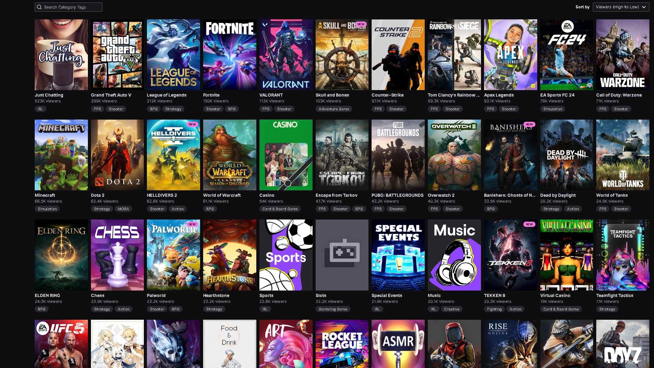 Image of Twitch top viewed games